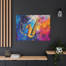 Load image into Gallery viewer, Colorful Saxophone Canvas Art - Vibrant Jazz Wall Decor