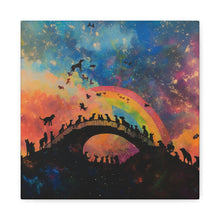 Load image into Gallery viewer, Vibrant Pet Lovers Canvas Art - Rainbow Bridge Design