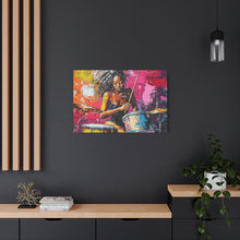 Load image into Gallery viewer, Colorful Drummer Canvas Art Print, Modern Wall Decor, Music Lover Gift, Vibrant Home Accent, Jazz Art Piece, Unique Gift Idea