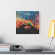 Load image into Gallery viewer, Vibrant Pet Lovers Canvas Art - Rainbow Bridge Design