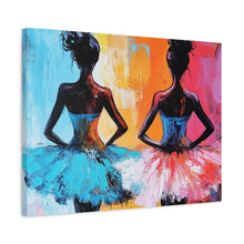 Load image into Gallery viewer, Dancing Ballerinas Canvas Wall Art, Colorful Abstract Ballet Painting, Girls Room Decor, Gift for Dance Lovers, Modern Art