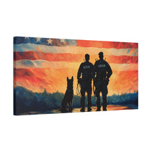 Load image into Gallery viewer, Patriotic Canvas Print - Heroes and Their Dogs - Perfect for Veterans Day and Memorial Day