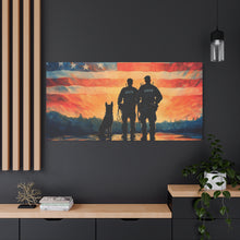 Load image into Gallery viewer, Patriotic Canvas Print - Heroes and Their Dogs - Perfect for Veterans Day and Memorial Day