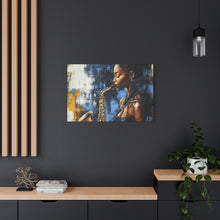 Load image into Gallery viewer, Saxophone Art Canvas, Jazz Decor, Music Lover Gift, Home Wall Art, Portrait Painting, Modern Artwork, Unique Gift Idea