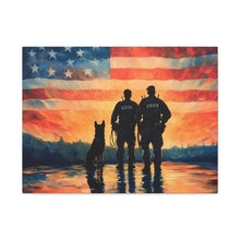 Load image into Gallery viewer, Patriotic Canvas Print - Heroes and Their Dogs - Perfect for Veterans Day and Memorial Day