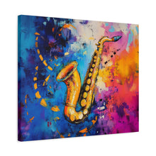 Load image into Gallery viewer, Colorful Saxophone Canvas Art - Vibrant Jazz Wall Decor