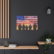 Load image into Gallery viewer, Patriotic Canvas Art - Silhouetted Police Officers with American Flag