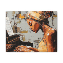 Load image into Gallery viewer, Piano Art Canvas Wall Decor, Inspirational Home Art, Music Lover Gift, Black Woman Artwork, Modern Art Print