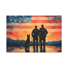 Load image into Gallery viewer, Patriotic Canvas Print - Heroes and Their Dogs - Perfect for Veterans Day and Memorial Day