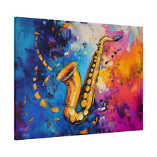 Load image into Gallery viewer, Colorful Saxophone Canvas Art - Vibrant Jazz Wall Decor