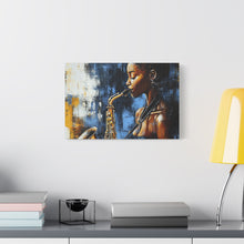 Load image into Gallery viewer, Saxophone Art Canvas, Jazz Decor, Music Lover Gift, Home Wall Art, Portrait Painting, Modern Artwork, Unique Gift Idea