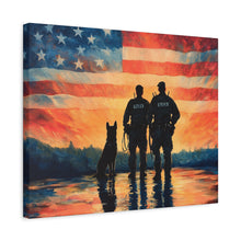Load image into Gallery viewer, Patriotic Canvas Print - Heroes and Their Dogs - Perfect for Veterans Day and Memorial Day