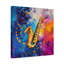 Load image into Gallery viewer, Colorful Saxophone Canvas Art - Vibrant Jazz Wall Decor