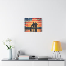 Load image into Gallery viewer, Patriotic Canvas Print - Heroes and Their Dogs - Perfect for Veterans Day and Memorial Day