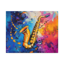 Load image into Gallery viewer, Colorful Saxophone Canvas Art - Vibrant Jazz Wall Decor