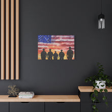 Load image into Gallery viewer, Patriotic Canvas Art - Silhouetted Police Officers with American Flag
