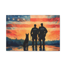 Load image into Gallery viewer, Patriotic Canvas Print - Heroes and Their Dogs - Perfect for Veterans Day and Memorial Day