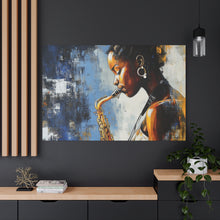 Load image into Gallery viewer, Saxophone Art Canvas, Music Lover Decor, Jazz Wall Art, Unique Gift for Musicians, Home Office Decoration, Inspirational Artwork