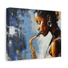 Load image into Gallery viewer, Saxophone Art Canvas, Music Lover Decor, Jazz Wall Art, Unique Gift for Musicians, Home Office Decoration, Inspirational Artwork