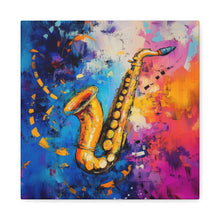 Load image into Gallery viewer, Colorful Saxophone Canvas Art - Vibrant Jazz Wall Decor