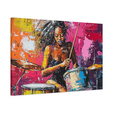Load image into Gallery viewer, Colorful Drummer Canvas Art Print, Modern Wall Decor, Music Lover Gift, Vibrant Home Accent, Jazz Art Piece, Unique Gift Idea
