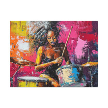 Load image into Gallery viewer, Colorful Drummer Canvas Art Print, Modern Wall Decor, Music Lover Gift, Vibrant Home Accent, Jazz Art Piece, Unique Gift Idea