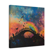 Load image into Gallery viewer, Vibrant Pet Lovers Canvas Art - Rainbow Bridge Design