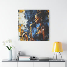 Load image into Gallery viewer, Saxophone Art Canvas, Jazz Decor, Music Lover Gift, Home Wall Art, Portrait Painting, Modern Artwork, Unique Gift Idea
