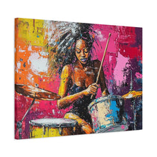 Load image into Gallery viewer, Colorful Drummer Canvas Art Print, Modern Wall Decor, Music Lover Gift, Vibrant Home Accent, Jazz Art Piece, Unique Gift Idea