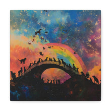 Load image into Gallery viewer, Vibrant Pet Lovers Canvas Art - Rainbow Bridge Design