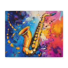 Load image into Gallery viewer, Colorful Saxophone Canvas Art - Vibrant Jazz Wall Decor