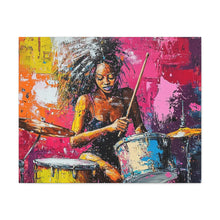 Load image into Gallery viewer, Colorful Drummer Canvas Art Print, Modern Wall Decor, Music Lover Gift, Vibrant Home Accent, Jazz Art Piece, Unique Gift Idea