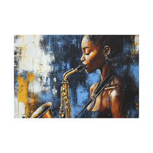 Load image into Gallery viewer, Saxophone Art Canvas, Jazz Decor, Music Lover Gift, Home Wall Art, Portrait Painting, Modern Artwork, Unique Gift Idea
