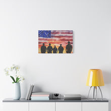 Load image into Gallery viewer, Patriotic Canvas Art - Silhouetted Police Officers with American Flag