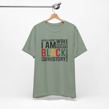 Load image into Gallery viewer, Empowering Black History Unisex Tee - WOKE, INTELLIGENT, RESILIENT