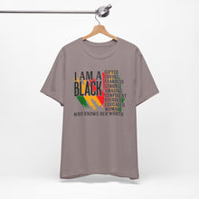 Load image into Gallery viewer, Empowered Black Woman Tee - I AM A BLACK Heart Design - Unisex Jersey Short Sleeve