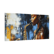 Load image into Gallery viewer, Saxophone Art Canvas, Jazz Decor, Music Lover Gift, Home Wall Art, Portrait Painting, Modern Artwork, Unique Gift Idea