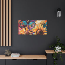 Load image into Gallery viewer, Colorful Butterfly and Sunflowers Canvas Art, Nature Wall Decor, Flower Artwork, Gift for Home, Boho Decor, Vibrant Art Print