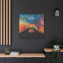 Load image into Gallery viewer, Vibrant Pet Lovers Canvas Art - Rainbow Bridge Design