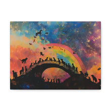 Load image into Gallery viewer, Vibrant Pet Lovers Canvas Art - Rainbow Bridge Design