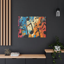Load image into Gallery viewer, Vibrant Music Note Canvas Art - Colorful Stretched Wall Decor