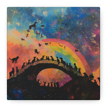 Load image into Gallery viewer, Vibrant Pet Lovers Canvas Art - Rainbow Bridge Design