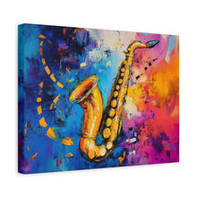 Load image into Gallery viewer, Colorful Saxophone Canvas Art - Vibrant Jazz Wall Decor