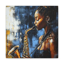 Load image into Gallery viewer, Saxophone Art Canvas, Jazz Decor, Music Lover Gift, Home Wall Art, Portrait Painting, Modern Artwork, Unique Gift Idea
