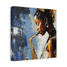 Load image into Gallery viewer, Saxophone Art Canvas, Music Lover Decor, Jazz Wall Art, Unique Gift for Musicians, Home Office Decoration, Inspirational Artwork