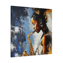 Load image into Gallery viewer, Saxophone Art Canvas, Music Lover Decor, Jazz Wall Art, Unique Gift for Musicians, Home Office Decoration, Inspirational Artwork