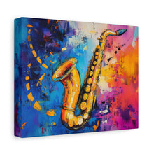 Load image into Gallery viewer, Colorful Saxophone Canvas Art - Vibrant Jazz Wall Decor