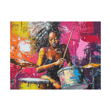 Load image into Gallery viewer, Colorful Drummer Canvas Art Print, Modern Wall Decor, Music Lover Gift, Vibrant Home Accent, Jazz Art Piece, Unique Gift Idea