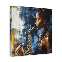 Load image into Gallery viewer, Saxophone Art Canvas, Jazz Decor, Music Lover Gift, Home Wall Art, Portrait Painting, Modern Artwork, Unique Gift Idea