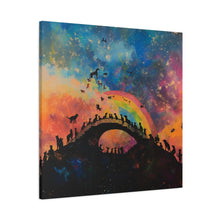 Load image into Gallery viewer, Vibrant Pet Lovers Canvas Art - Rainbow Bridge Design